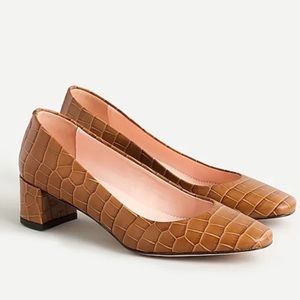 J. Crew Brown Croc-Embossed Heels